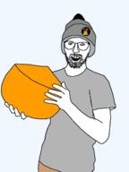 beanie cheese clothes glasses holding_object open_mouth soyjak stubble tshirt variant:unknown // 392x522 // 53.2KB