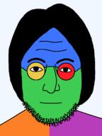 closed_mouth eyebrows glasses hair john_lennon nose soyjak stubble trend:colorjak variant:lennonjak // 600x800 // 14.6KB