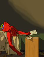 bathtub broot dead ear frown glasses juice knife letter red_skin sad shading stubble text variant:impish_soyak_ears // 960x1235 // 167.1KB