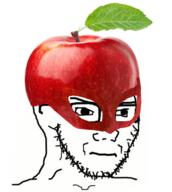 apple clothes food foodjak frown fruit glasses hat soyjak stubble subvariant:soyak_(irritated) variant:soyak // 414x462 // 224.0KB