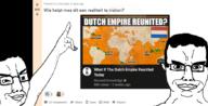 2soyjaks arm dutch ear glasses hair hand netherlands pointing reddit smile smug soyjak subvariant:chudjak_front text u_gjorgdy variant:chudjak // 875x448 // 241.5KB