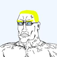 a10_eyes aryan_chad aryan_chud blond blond_eyebrows blue_eyes glasses muscles strong trend:aryan vein yellow_hair // 799x799 // 47.3KB