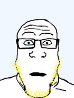 aryan blue_eyes closed_mouth crying glasses looking_at_you soyjak stubble transparent_background variant:markiplier_soyjak yellow_hair // 600x800 // 36.3KB