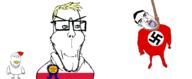 3soyjaks ack beak blye_eyes chicken closed_mouth crying flag flag:nazi_germany flag:poland full_body glases hair meta:tagme mustache nazi_germany open_mouth poland rope smile soyjak stubble subvariant:euroaryan subvariant:euromutt subvariant:wholesome_soyjak suicide swastika tongue variant:chudkal variant:gapejak variant:markiplier_soyjak yellow_hair // 1500x619 // 129.9KB
