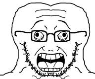 eyes_popping glasses mirrored open_mouth scared soyjak stubble variant:soyak // 1478x1224 // 361.2KB