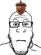 acorn bald food glasses looking_at_you object_on_head stubble subvariant:neutralplier variant:markiplier_soyjak white_background // 600x800 // 62.9KB