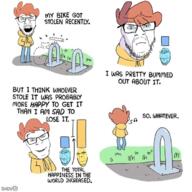 beard bicycle bike_cuck blue_skin closed_mouth clothes comic crying cuck drawn_background frown glasses hair looking_at_you multiple_soyjaks open_mouth shadow shen_comix smile soyjak subvariant:wholesome_soyjak text variant:cobson variant:feraljak variant:gapejak yellow_skin // 680x680 // 368.8KB