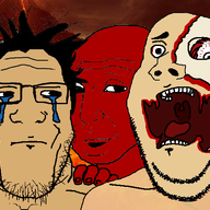 2soyjaks are_you_soying_what_im_soying blood blood_from_forehead blood_from_mouth blood_on_face closed_mouth crying dangling_eye deep_wound demon drawn_background exposed_bone exposed_muscle eyeball glasses gore groomer hair hand hell horror mutilation open_mouth red_skin sad screaming skull soyjak stubble subvariant:wholesome_soyjak the_binding_of_isaac tongue variant:gapejak variant:markiplier_soyjak volcano white_skin wojak // 720x480 // 1.3MB
