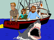 4soyjaks barrel beard boat closed_mouth clothes fishing_boat glasses hair jaws movie open_mouth sea shark sharp_teeth sky subvariant:neutralplier teeth teeth_showing variant:feraljak variant:markiplier_soyjak variant:tony_soprano_soyjak variant:uncjak water // 4500x3300 // 556.0KB