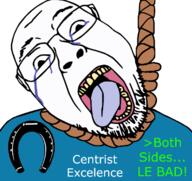 ack balding centrism centrist glasses greentext horseshoe horseshoe_theory open_mouth soyjak stubble text tongue variant:bernd yellow_teeth // 428x403 // 100.1KB