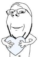 arm glasses hand heart holding_heart holding_object smile soyjak stubble subvariant:wholesome_soyjak template variant:gapejak // 676x1021 // 18.9KB