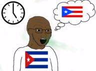 FerdinandDist(namefag) bad breath brown_skin clock cuba cuckold flag:cuba flag:puerto_rico glasses nigger open_mouth puerto_rico shitskin soyjak stubble subhuman variant:soyak // 744x556 // 194.6KB