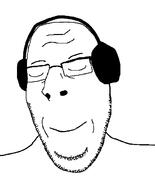 closed_eyes glasses headphones smile soyjak stubble subvariant:nucob variant:cobson // 541x671 // 19.0KB
