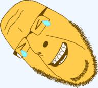 closed_eyes crying emoticon glasses joy laughing open_mouth series:soymoji soyjak stubble tilt variant:cobson yellow yellow_skin // 706x632 // 39.4KB