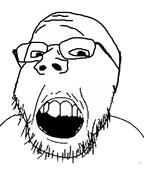 glasses merge open_mouth series:fusionjaks soyjak stubble subvariant:wholesome_soyjak variant:feraljak variant:gapejak // 600x800 // 69.4KB