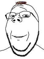 animal animated bug closed_mouth cockroach glasses smile soyjak stubble subvariant:wholesome_soyjak variant:gapejak // 600x800 // 597.8KB