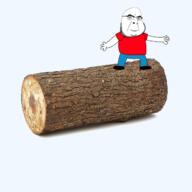 blue_pants closed_mouth full_body glasses log red_shirt smile standing stubble subvariant:bobson variant:cobson // 640x640 // 290.5KB