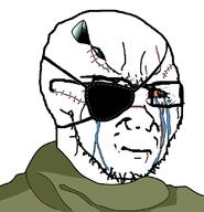 big_boss blood bloodshot_eyes closed_mouth clothes crying eyepatch glasses metal_gear soyjak stubble variant:soyak // 797x829 // 91.7KB