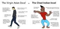 asian brown_skin chad clothes currycel hair incel indian mustache pajeet ricecel sandals variant:chudjak virgin_vs_chad wordswordswords yeezy yellow_skin // 2560x1249 // 1.2MB