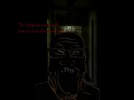 glasses horror irl_background nightmare open_mouth soyjak stubble text variant:markiplier_soyjak // 1200x900 // 231.4KB