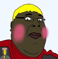 badge blush brown_skin closed_mouth glasses hair meta:leaky nate nusoicaca soyjak splicejak subvariant:hunky_twink_sex_machine variant:chudjak variant:fatjak yellow_hair // 714x732 // 104.3KB