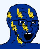 animal bird british england flag flag:sussex glasses hair looking_to_the_right open_mouth soyjak stubble sussex teeth united_kingdom variant:soyak // 644x800 // 120.0KB