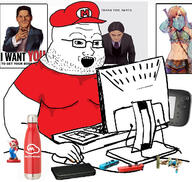 amiibo bottle cap clothes computer crying fat glasses hat link_(the_legend_of_zelda) mario nintendo nintendo_ds nintendo_switch nintendo_wii_u open_mouth poster reggie_fils_aime satoru_iwata soyjak statue stubble the_legend_of_zelda the_legend_of_zelda:_breath_of_the_wild tshirt variant:soyak video_game // 648x615 // 272.1KB