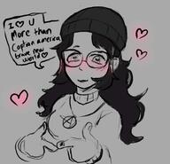 avengers clothes female glasses hair hand necklace oekaki shy text tranny_artstyle variant:soytan // 1325x1277 // 895.9KB