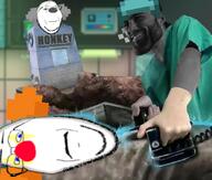 clown clown_nose clown_wig dead defibrillator doctor gigachad gravestone irl_background medical medical_doctor nas:gigachad revival space_station_13 subvariant:wholesome_soyjak variant:gapejak // 640x542 // 372.2KB