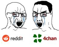 2soyjaks 4chan 4chan_moment bloodshot_eyes crying glasses hair open_mouth reddit reddit_moment soyjak stubble variant:chudjak variant:soyak // 1201x955 // 255.0KB