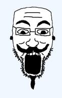 anonymous eyebrows forehead_lines glasses goatee mask mustache nose open_mouth soyjak stubble teeth traced variant:unknown // 898x1400 // 21.1KB