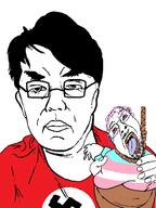 2soyjaks angry arm bloodshot_eyes closed_mouth clothes crying ear glasses hair hand hanging holding_object mustache open_mouth purple_hair rope soyjak stubble suicide swastika tongue variant:bernd variant:unknown yellow_teeth // 476x633 // 24.5KB