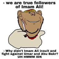 arabic_text blood brown_skin closed_mouth dancing_swede ear full_body headband holding_object holding_sword islam shia smile soyjak stubble sword text variant:impish_soyak_ears // 1080x1080 // 103.5KB