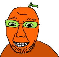 bald eyebrows froot glasses leaf looking_at_you orange smile soyjak stubble variant:groomjak white_teeth wrinkles // 433x415 // 13.8KB