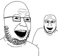 alien cross_eyed glasses open_mouth stubble variant:retard_duo wrinkles // 1125x1093 // 38.7KB