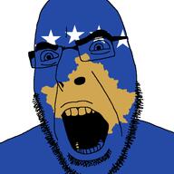 angry country flag glasses kosovo open_mouth soyjak star stubble variant:cobson // 721x720 // 32.0KB
