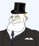 aryan blue_eyes buff clothes collared_shirt ear monocle mustache necktie pocket_square subvariant:mexiaryan suit suit_and_tie top_hat variant:meximutt yellow_hair // 1131x1319 // 367.1KB