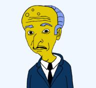 bald balding blue_hair clothes ear hair lips liver_spots mr_burns necktie old open_mouth suit suit_and_tie the_simpsons variant:longnose yellow_skin // 888x818 // 19.9KB