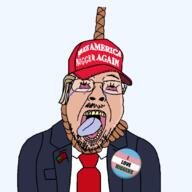 bnwo clothes crying donald_trump flag:transgender_pride_flag hanging i_love i_love_nigger maga maga_hat make_america_great_again orange_skin red_eyes rope stubble suit tan_skin tongue tranny trans transgender_flag variant:bernd yellow_skin yellow_teeth // 1080x1080 // 244.2KB