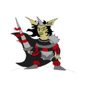 armor cape dungeons_and_dragons glasses goblin long_hair scar variant:chudjak vlakkh_kox weapon yellow_skin // 2000x2000 // 148.6KB