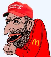 amerimutt beard clothes hat judaism kike kike_nose maga make_america_great_again mcdonalds mutt nas:merchant smile subvariant:impish_amerimutt // 501x560 // 98.4KB