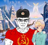 anime blond blue_eyes communism finland friendship hetalia hyperborea russia soviet_union variant:chudjak // 1336x1242 // 1.8MB