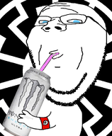 armband black_background drinking drinking_straw glasses monster_energy nazism sonnenrad straw stubble subvariant:wholesome_soyjak swastika variant:gapejak white_background white_monster // 900x1091 // 343.4KB