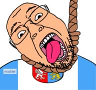 ack animal arm country crown dead flag flag:subcarpathian glasses griffin hair hand hanging leg lion mudder_(user) open_mouth poland rope shield soybooru soyjak stubble subcarpathian suicide teeth text tongue variant:bernd voivodeship white_skin wing yellow_teeth // 768x719 // 65.6KB