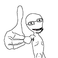 arm bald beard glasses hand shirtless stubble teeth thumbs_up tongue variant:damejak variant:unknown white_background white_skin // 666x665 // 15.1KB