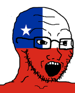 1soyjaks black_eyes blue flag flag:chile forehead_lines gape glasses latinx latinx_power looking_to_the_right neck no_ears open_mouth ploopy_(user) red spicaryan spics star_(symbol) stubble variant:soyak white white_background // 644x800 // 23.2KB