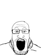 glasses open_mouth small_head soyjak stubble variant:markiplier_soyjak // 600x800 // 79.0KB