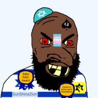 SunShineZion(user) ace_of_spades award bbc beard brown_skin clothes evil fist hat israel jewish_nose jews judaism kach kahanism kippah logo missing_teeth red_eyes spade subvariant:tetojak transgender_flag variant:feraljak // 550x550 // 45.4KB