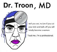 blue_hair doctor ear eyelashes glasses hair purple_lipstick soyjak subvariant:patrick text tranny variant:chudjak // 1024x929 // 102.9KB