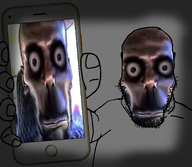 arm closed_mouth front_facing glasses grey_background hand holding_object holding_phone iphone irl_photo looking_at_you nigger phone showing_phone showing_something soyjak stubble subvariant:neutralplier subvariant:phoneplier subvariant:phoneplier_vertical template transparent variant:markiplier_soyjak // 2160x1884 // 1.7MB